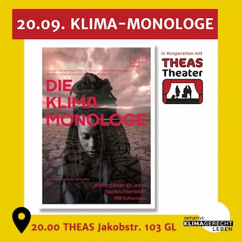 20. September 20.00 Uhr:   Klima-Monologe    Theas Bergisch Gladbach